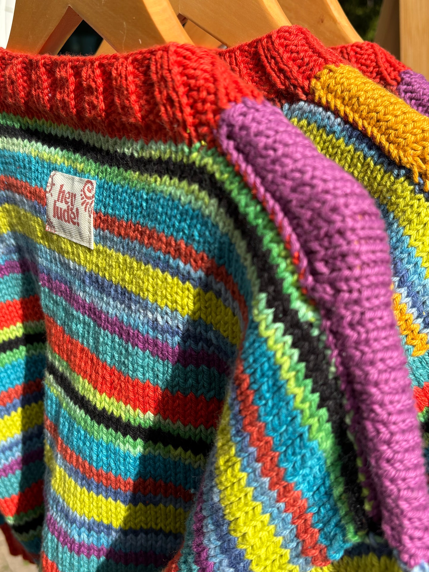 Multi Colour Striped back of knit, wth Hey Jude Label